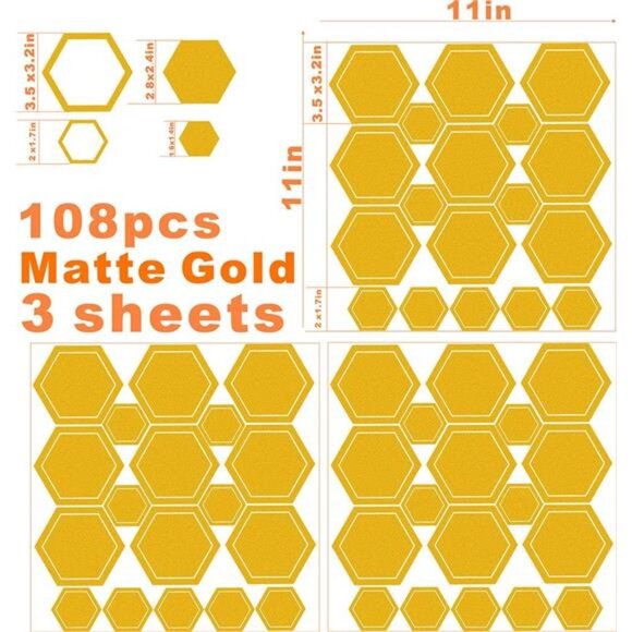 Honeycomb Wall Decals Hexagon Vinyl Wall Decals Geometric Wall Decals Honey - Picture 3 of 8